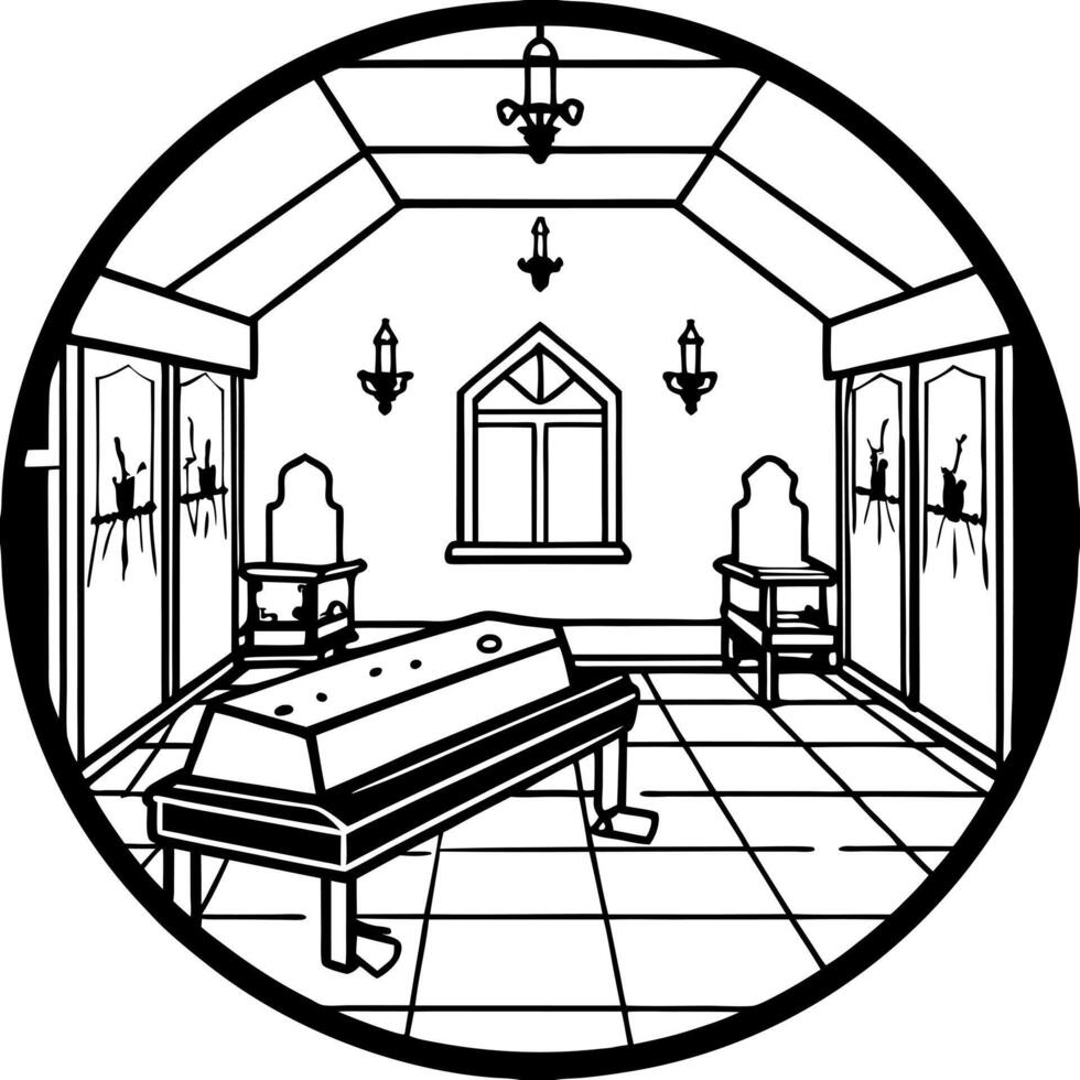 abandoned morgue interior autopsy suite, pathology lab, funeral home spooky haunted abandoned vector