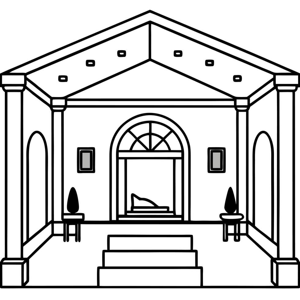 modernization of old museums, illustration line art vector