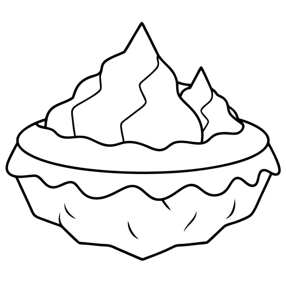 a coloring page of an food iceberg with no color just black lines, illustration line art vector