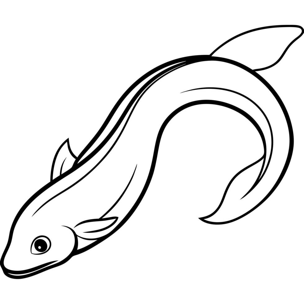 eel straightened the eel extends its body straight, often while moving quickly or darting vector