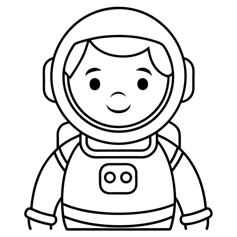 a coloring page of an space astronaut with no color just black lines, illustration line art vector