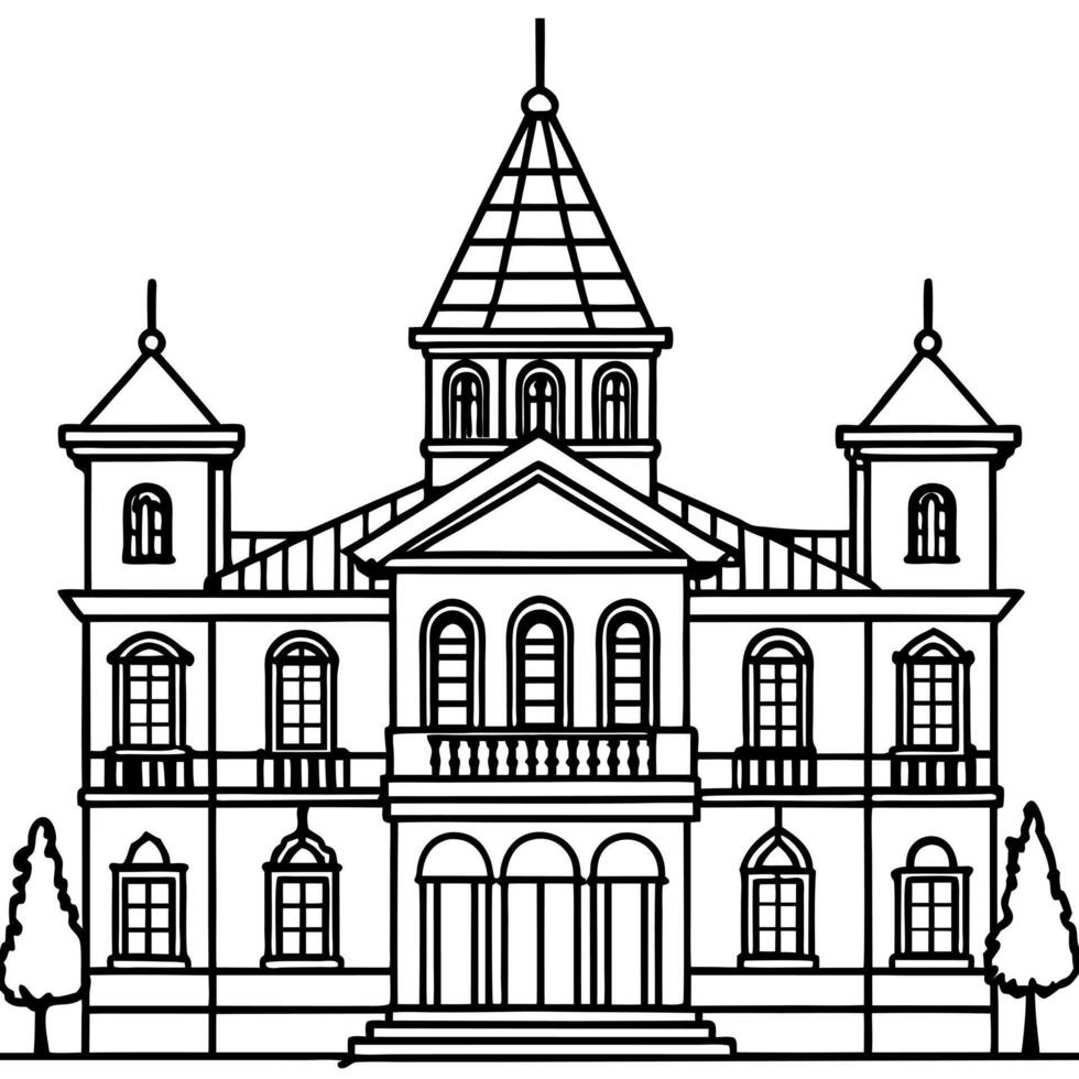 building, illustration line art vector