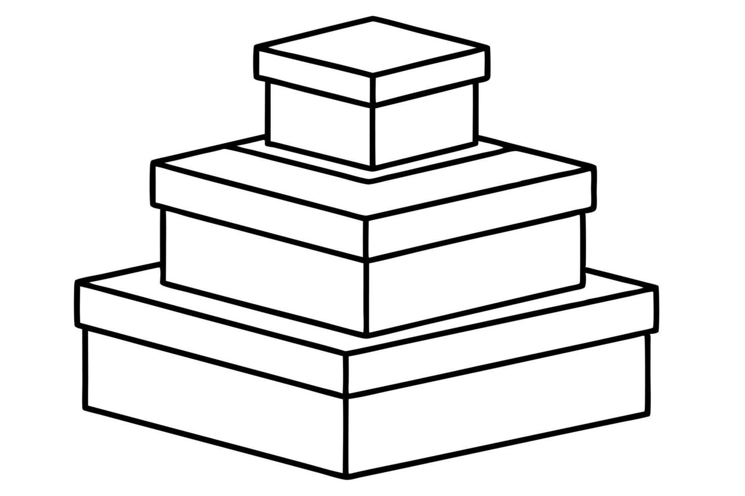 3 boxes stock on top of each other, illustration line art vector