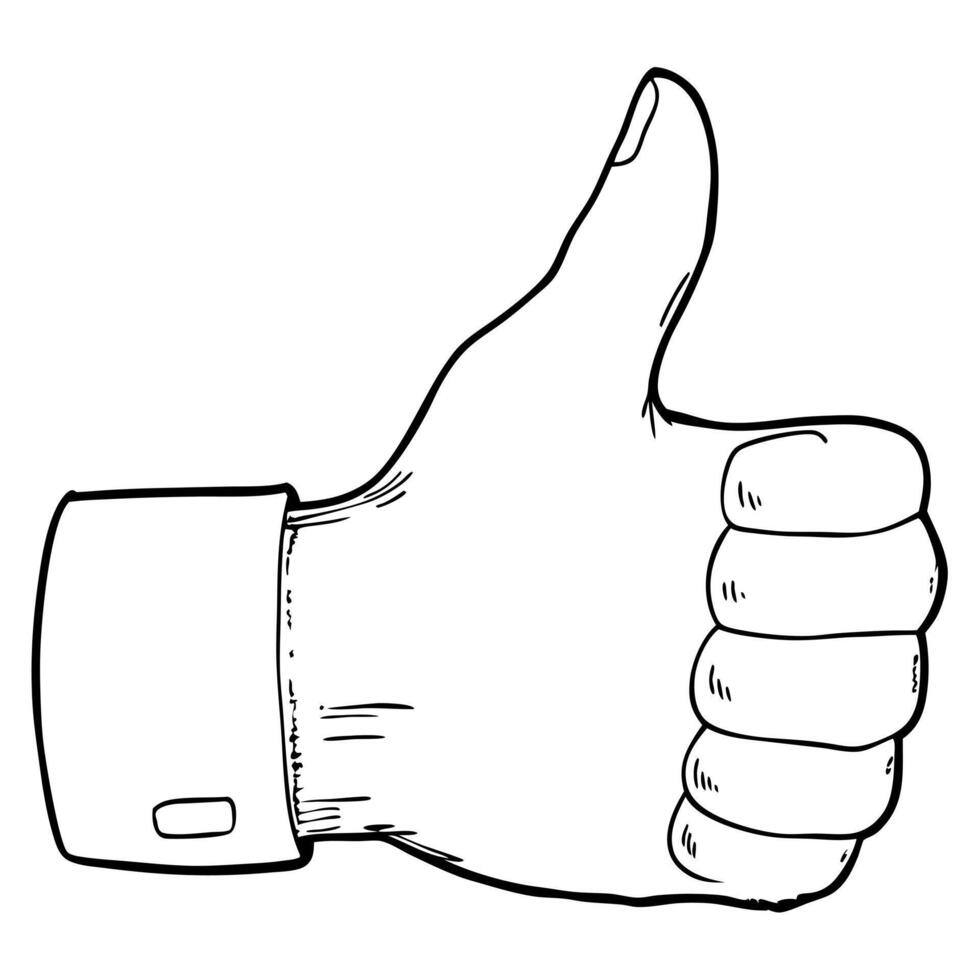 thumbs up, illustration line art vector