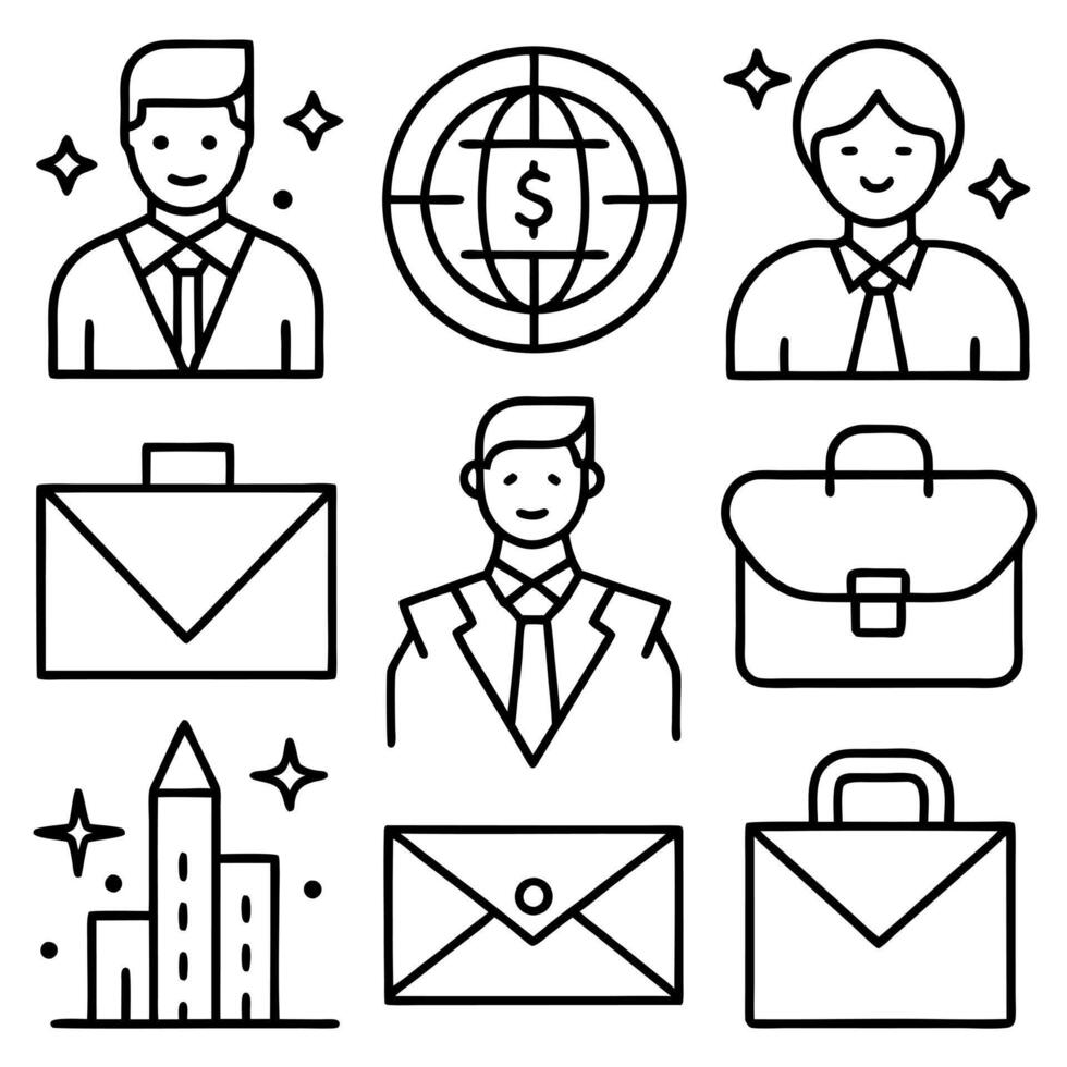 generate business sharp line duotone icons collection, illustration line art vector