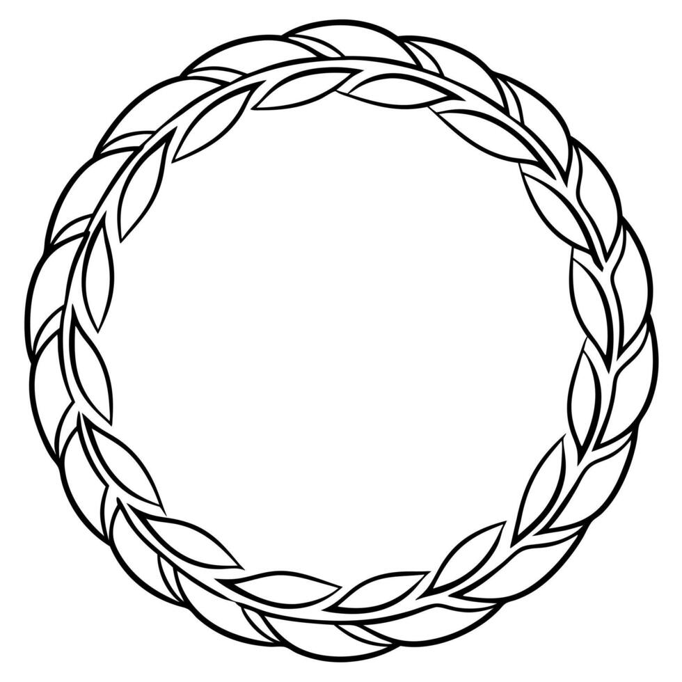 circular wreath made of intertwined branches, illustration line art vector