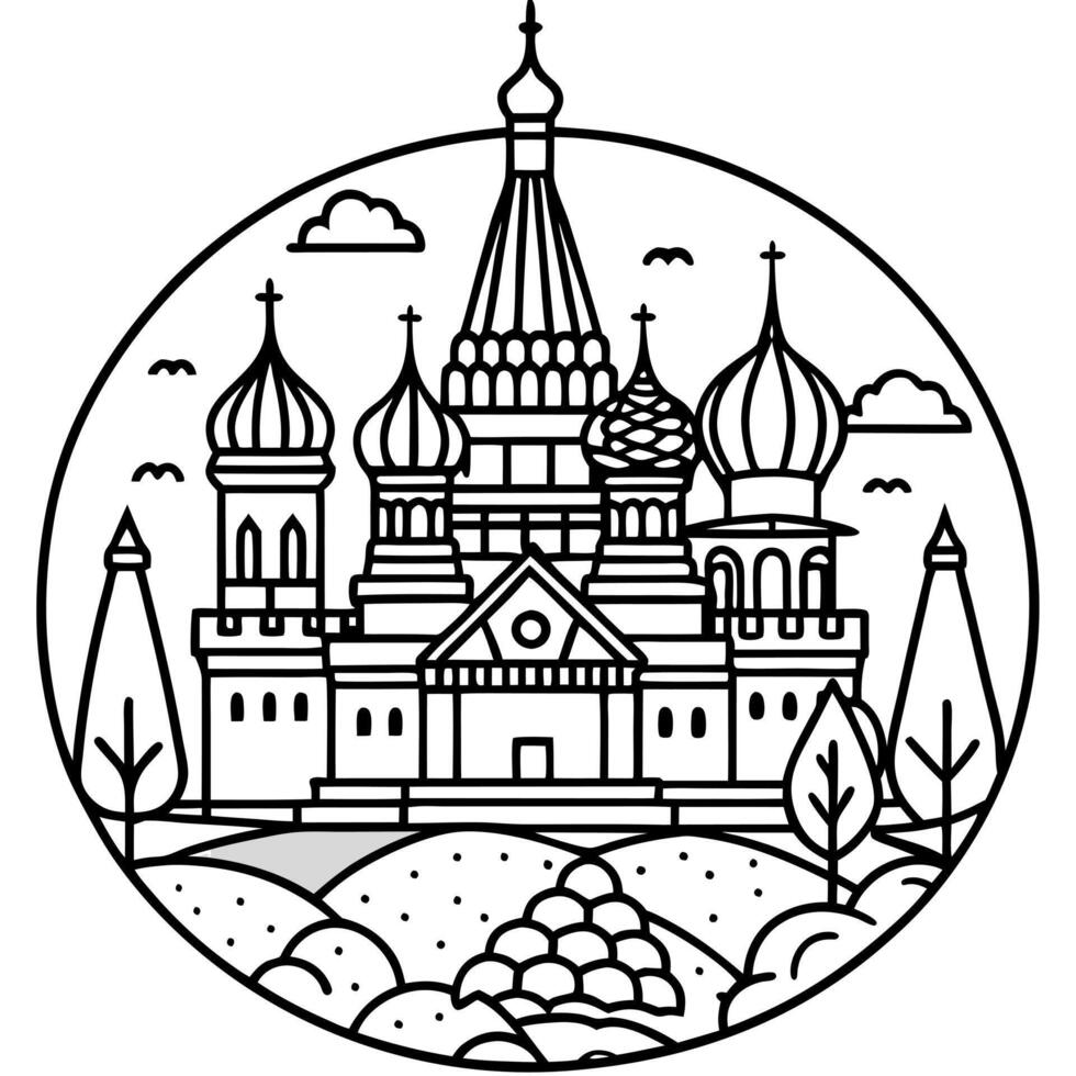 russia, illustration line art vector