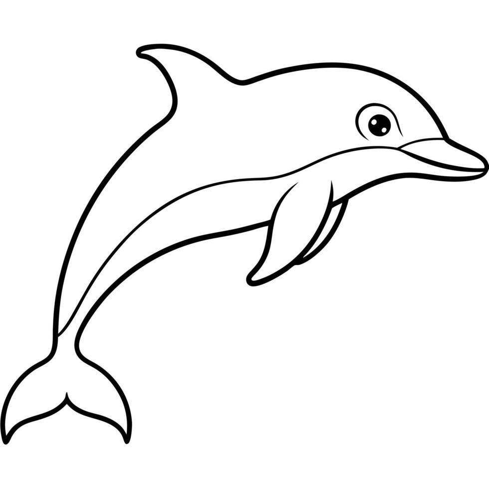 dolphine swim in the sea, illustration line art vector