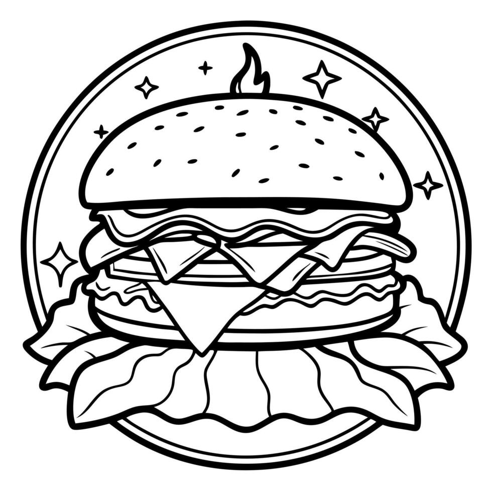 juicy beef patty with melted cheese, crispy bacon, and fresh lettuce on a toasted bun, against vector