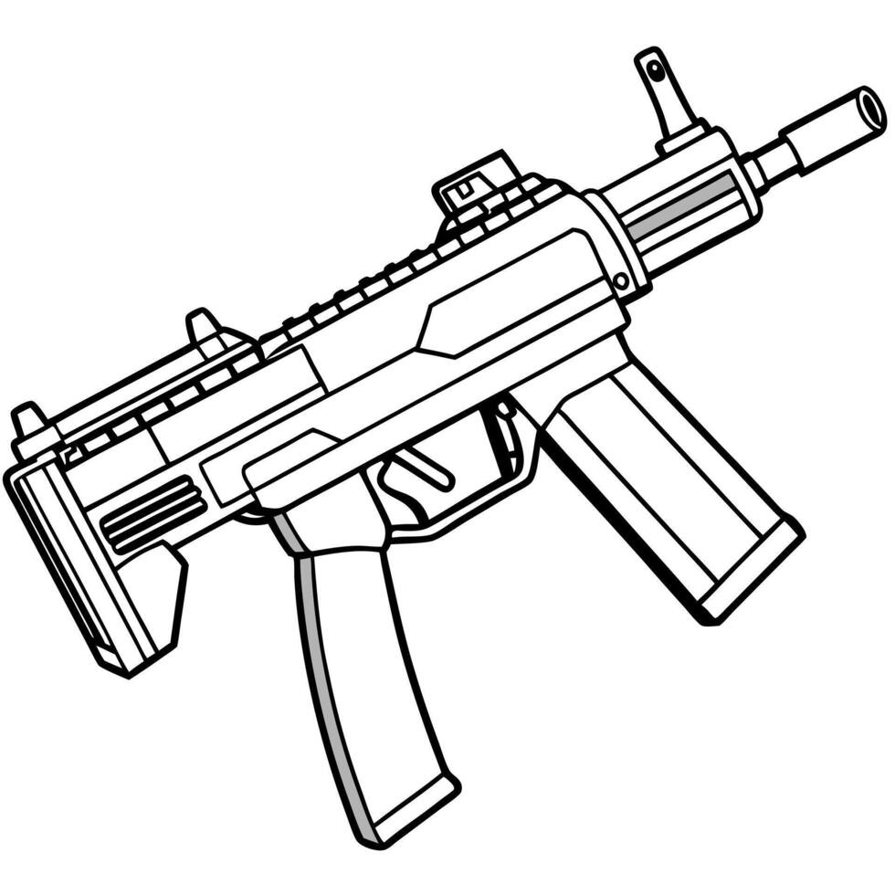 machinegun, illustration line art vector