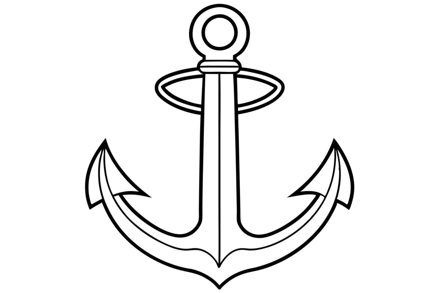 a black anchor, illustration line art vector