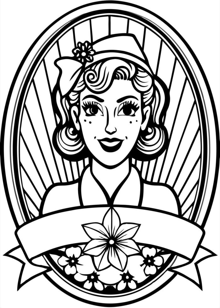 vintage retro background, illustration line art vector