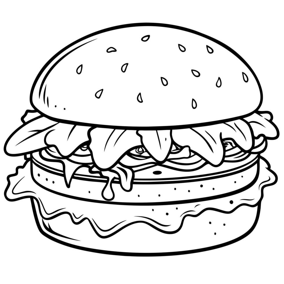 a close-up photo of a delicious burger with melted cheese, fresh lettuce, juicy tomato, vector