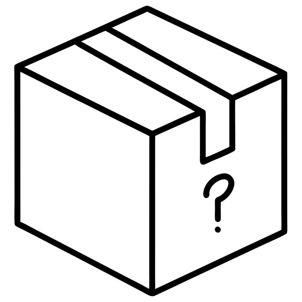 package, box, question mark, illustration line art vector