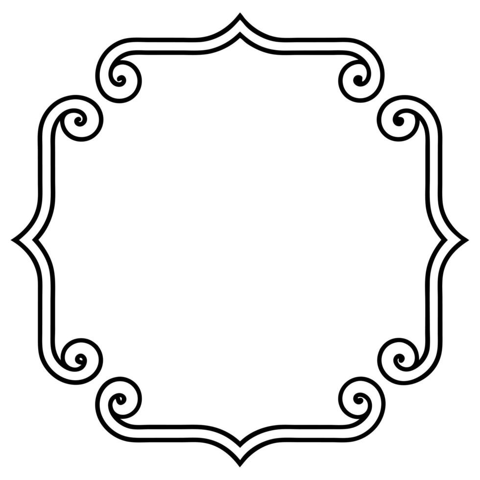set of vintage corner frames isolated on white back ground, illustration line art vector