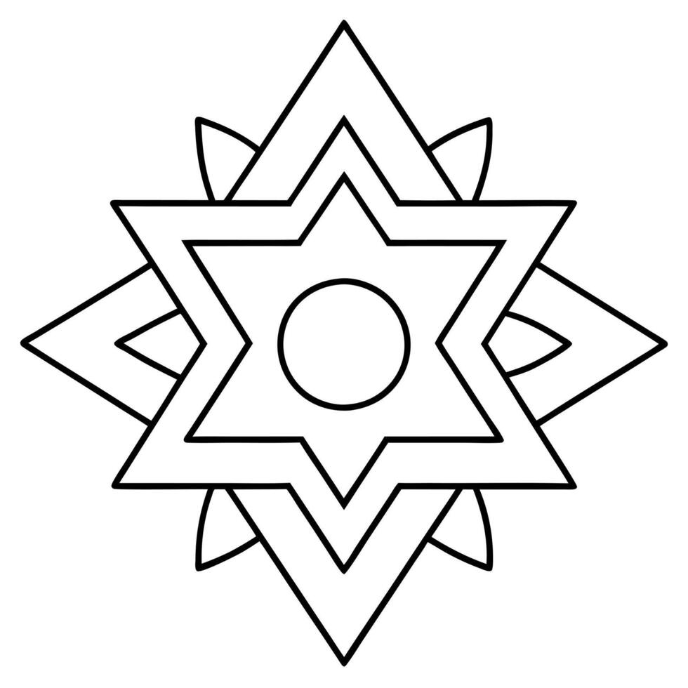 mandala thin outline triangle, illustration line art vector