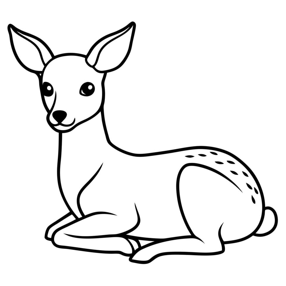 sitting roe dear, illustration line art vector