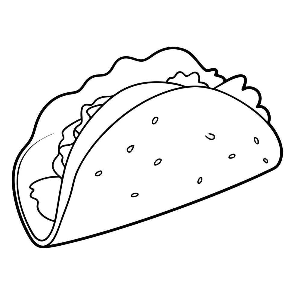mexican burrito, illustration line art vector