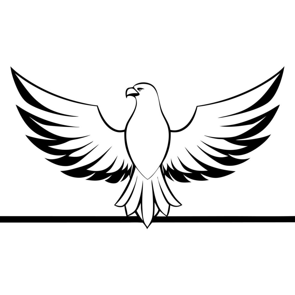 eagle white color logo, illustration line art vector