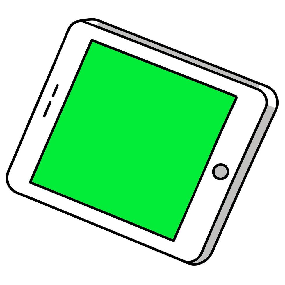 a green screen displayed on a tablet or smartphone device, illustration line art vector