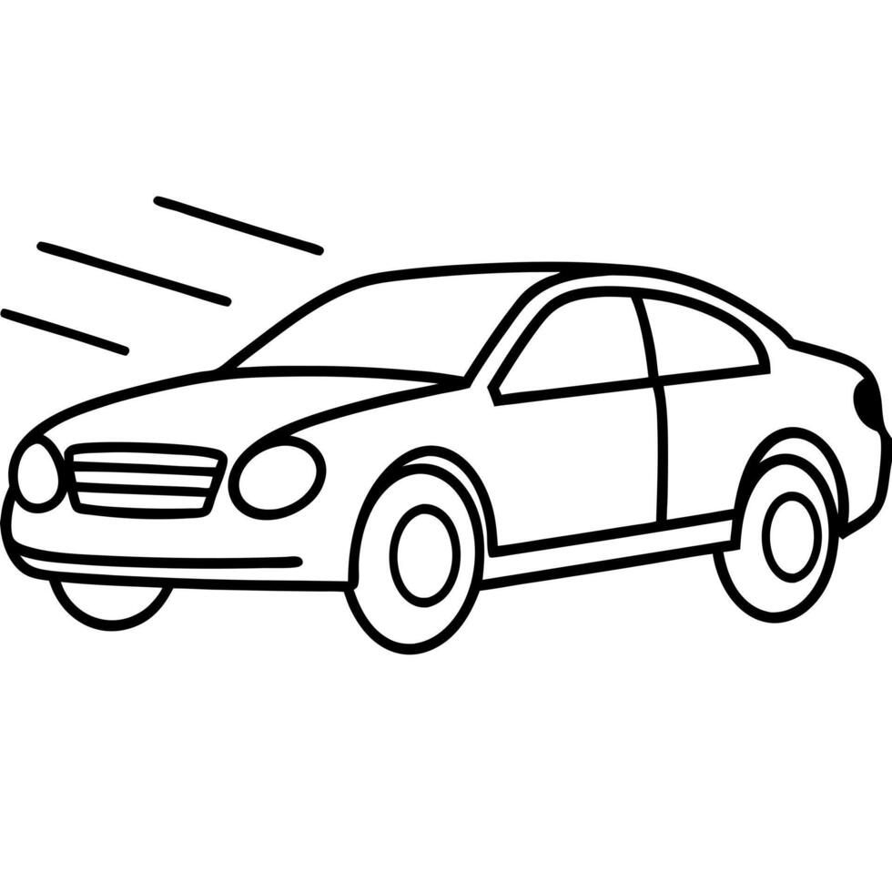 car with pass light, illustration line art vector