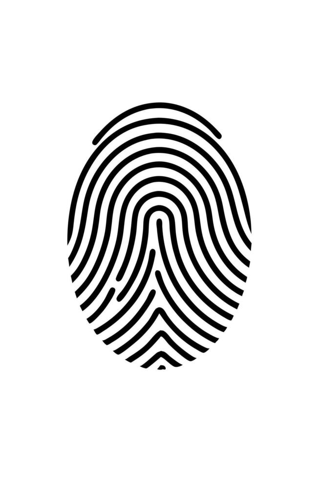 black fingerprint flat illustration on white background, illustration line art vector