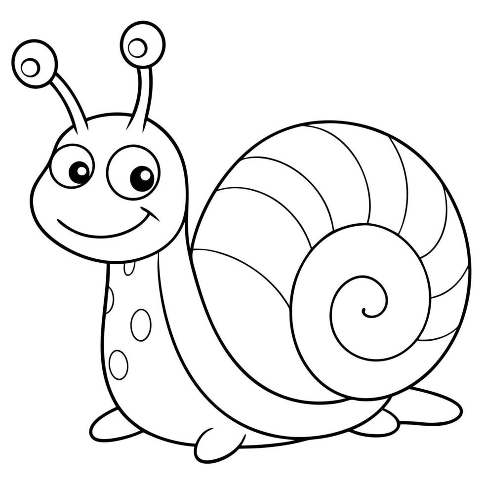 cartoon snail coloring book, illustration line art vector