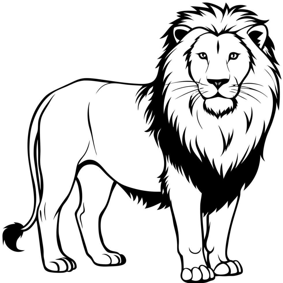 lion, illustration line art vector
