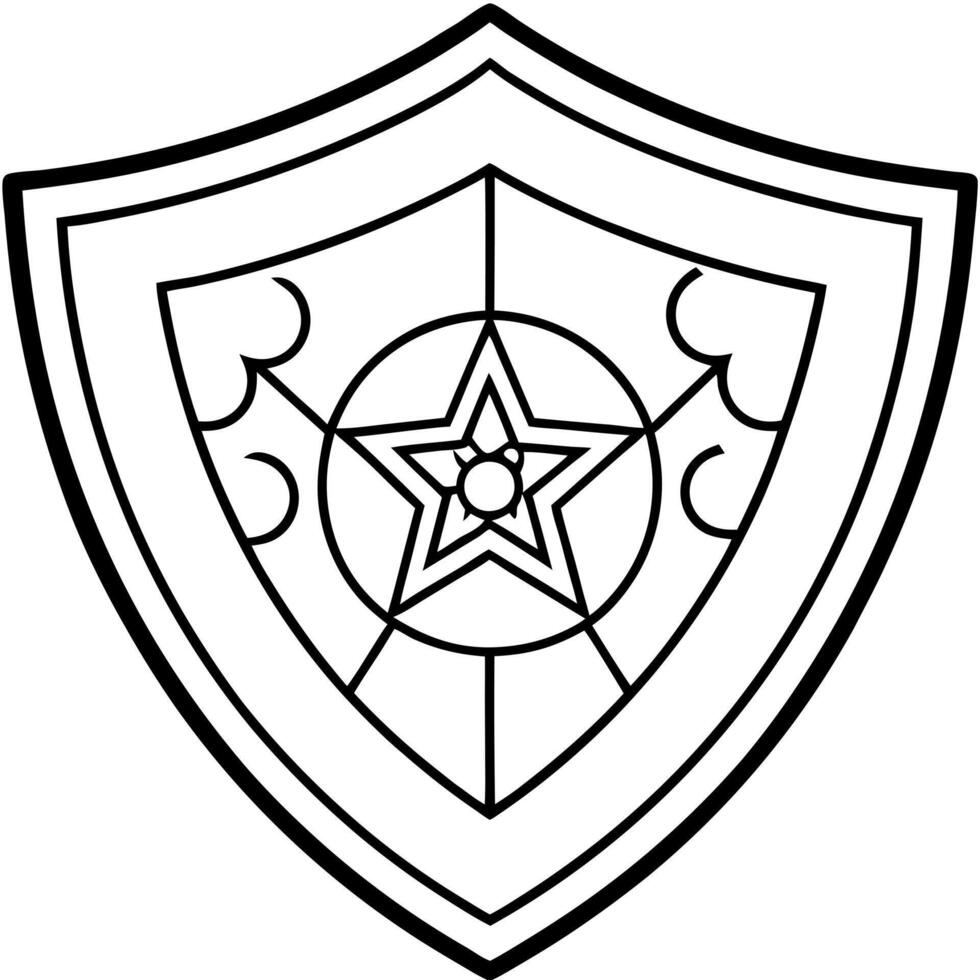 witchcraft shield, illustration line art vector