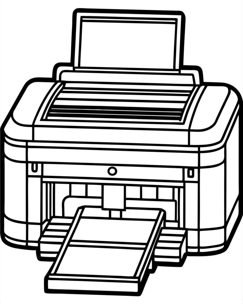 a detailed printer, illustration line art vector
