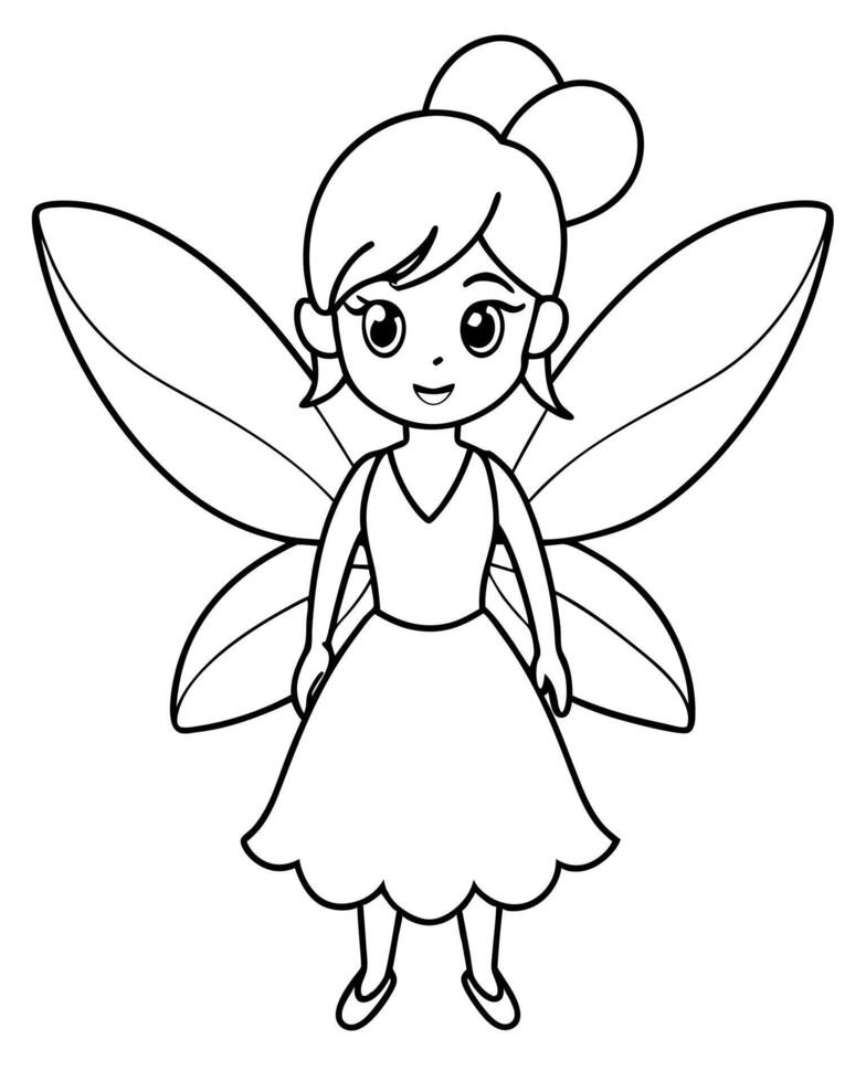 fairy coloring pages for kids, illustration line art vector