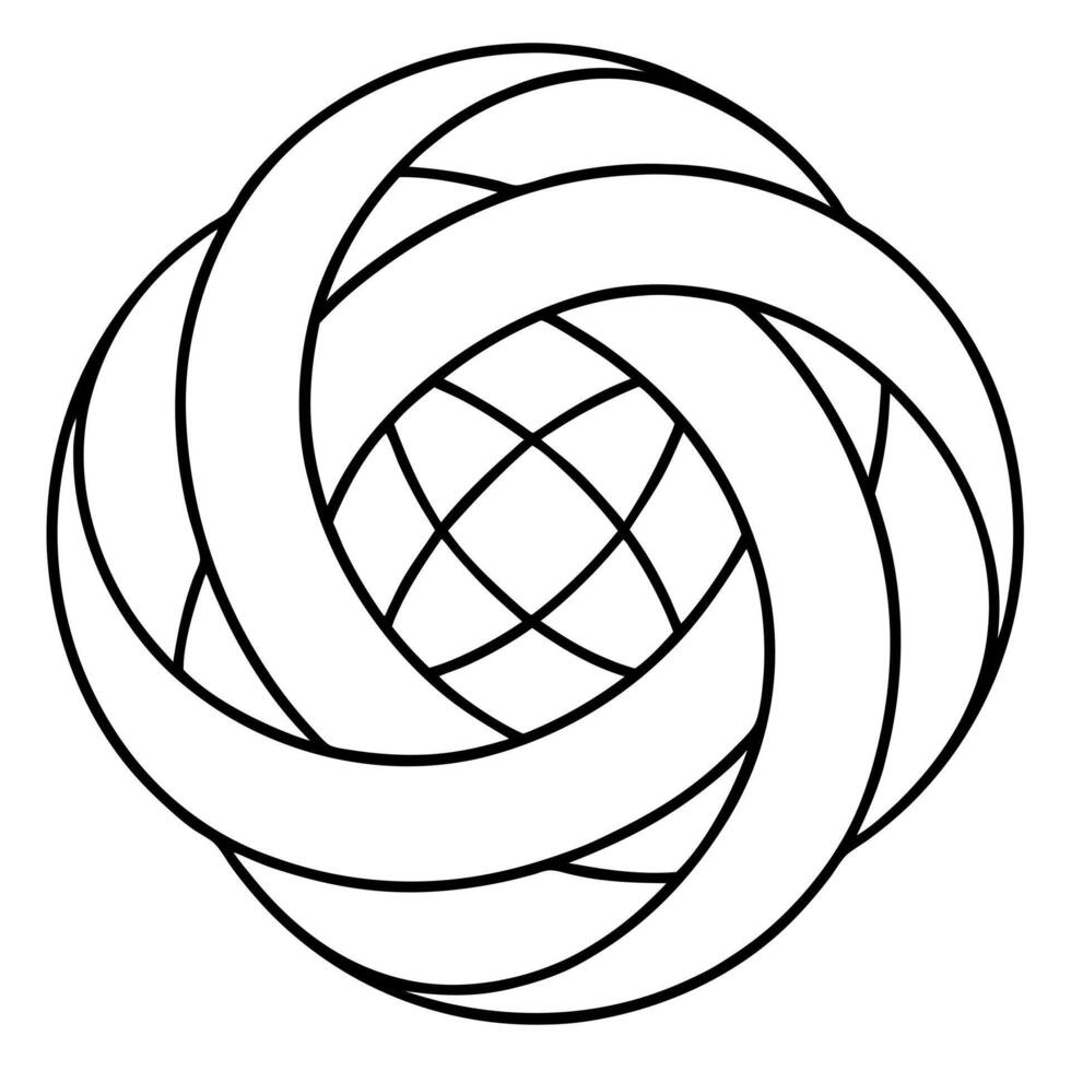 a simple 3d knotted ball with depth and dimension please reduce the number of knots and turns, make vector