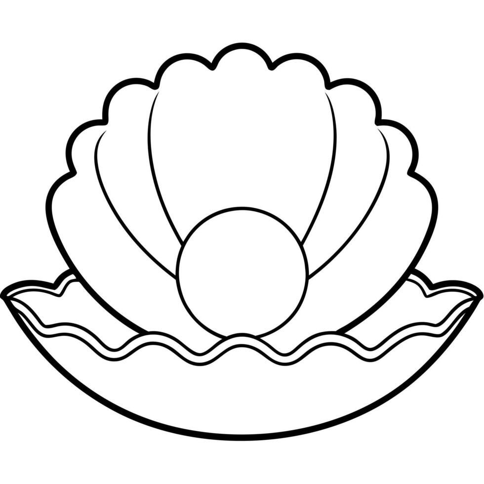 a coloring page of an pearl oyster with no color just black lines, illustration line art vector