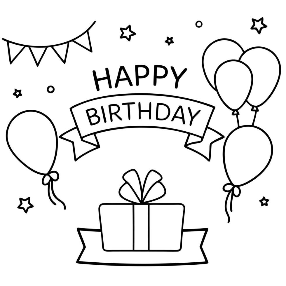 birthday banner template happy birthday text in white space background with gifts and vector