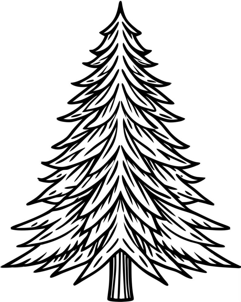 a fir tree that look like a t, illustration line art vector