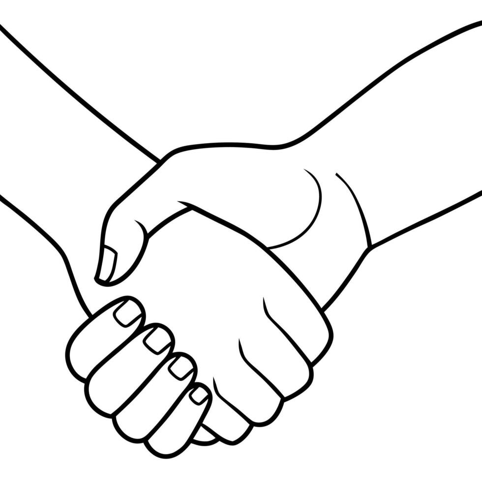 hand holds the hand, illustration line art vector