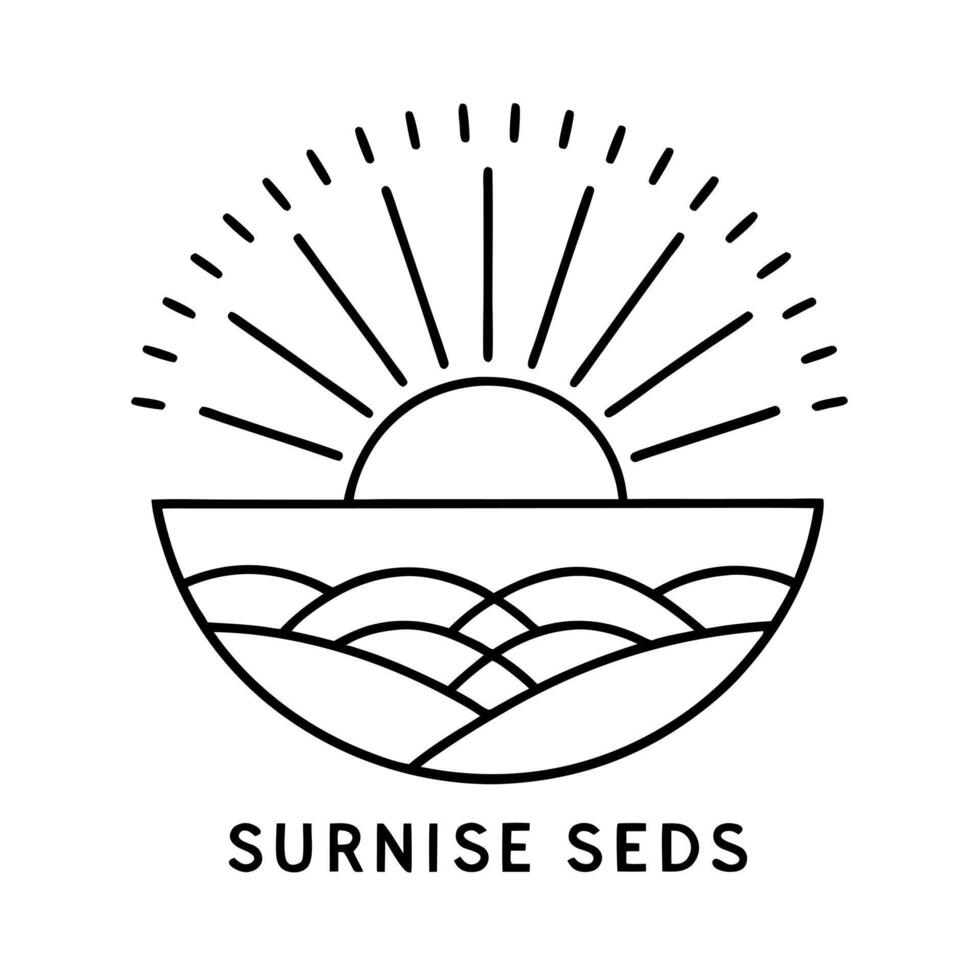 logo meaning time of sunrise seeds, illustration line art vector