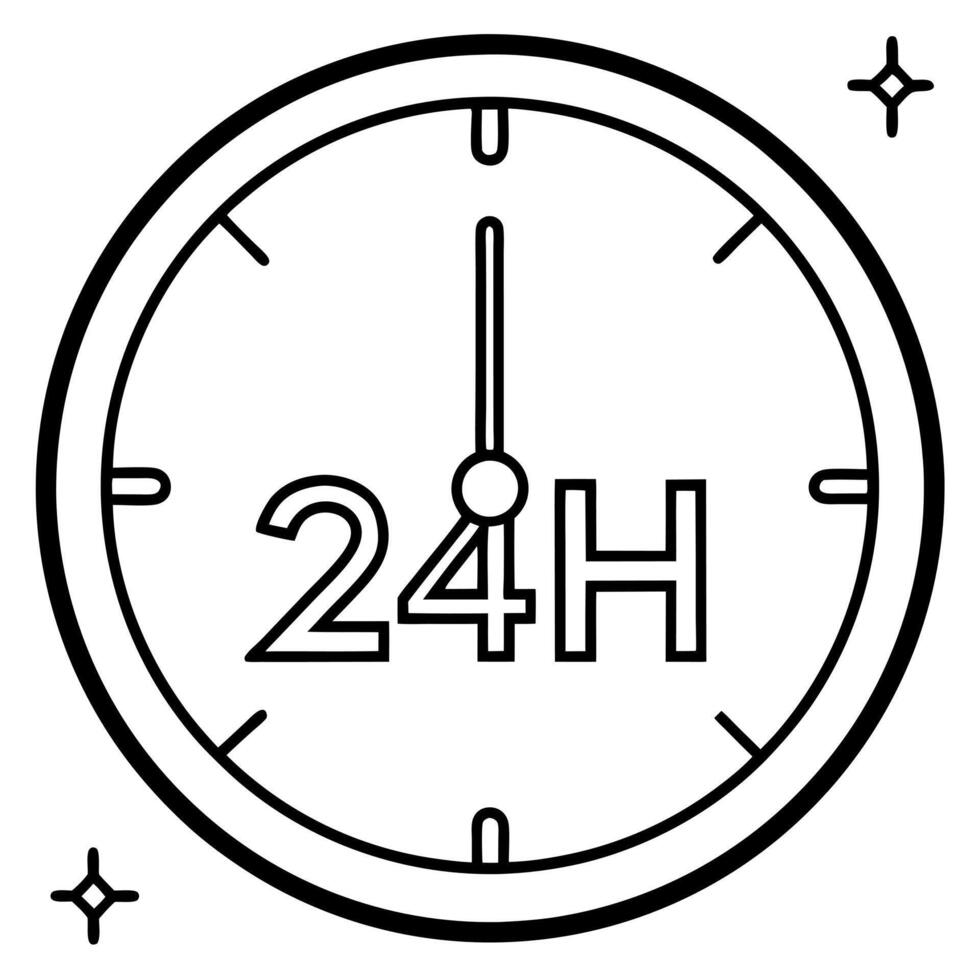 24h, illustration line art vector