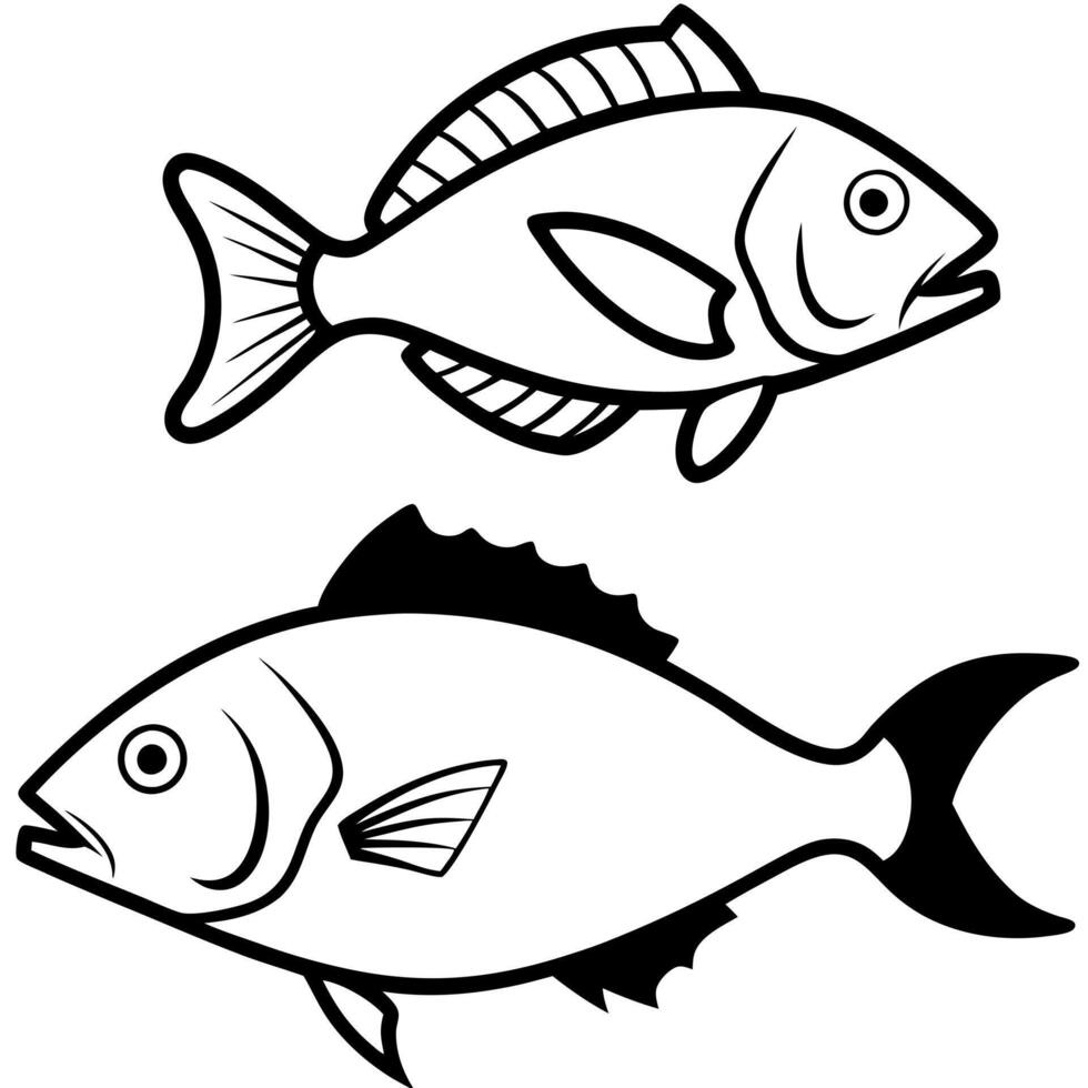 snapper fish red snapper, yellowtail snapper, illustration line art vector