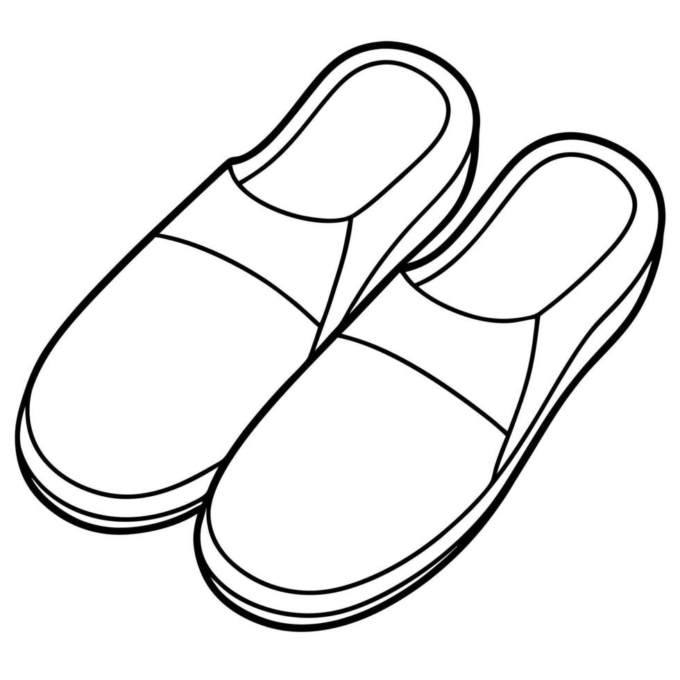 a pair of slippers, illustration line art vector