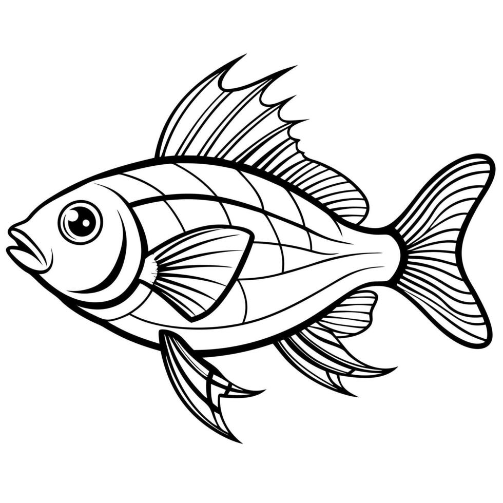 fish outline, illustration line art vector