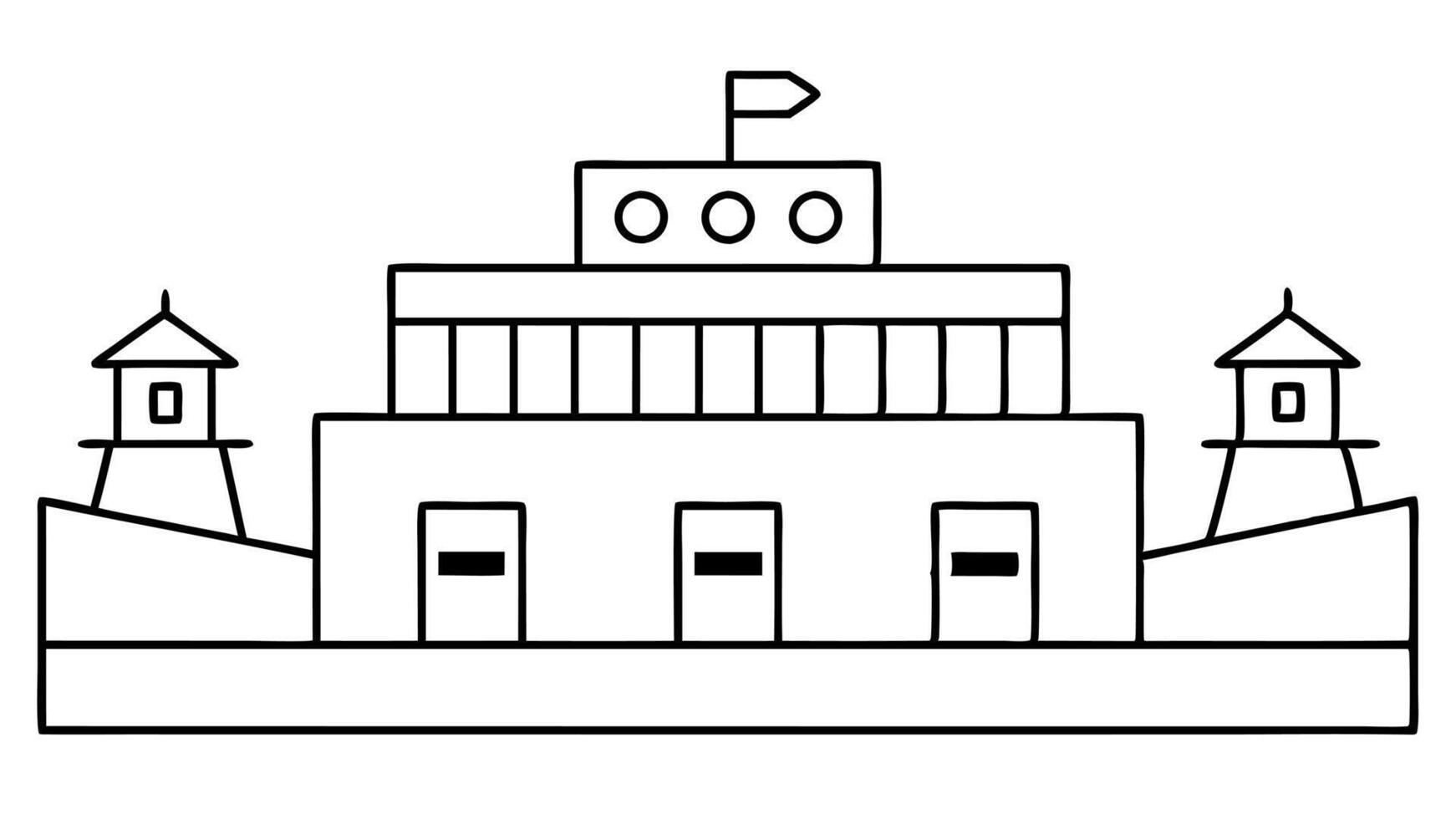 military base, illustration line art vector