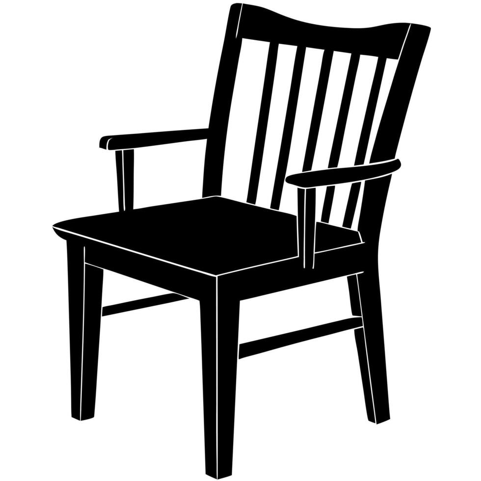 a wooden chair black and white white background, illustration line art vector
