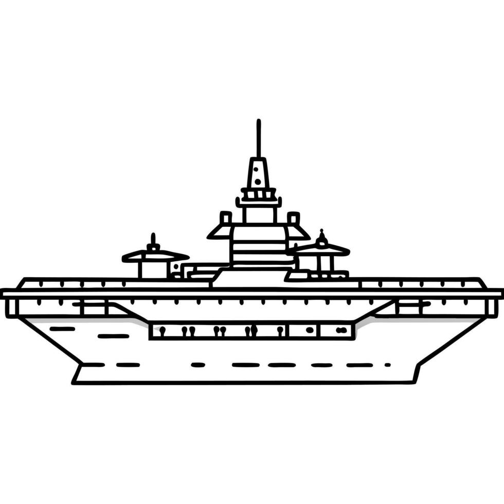 aircraft carrier, illustration line art vector