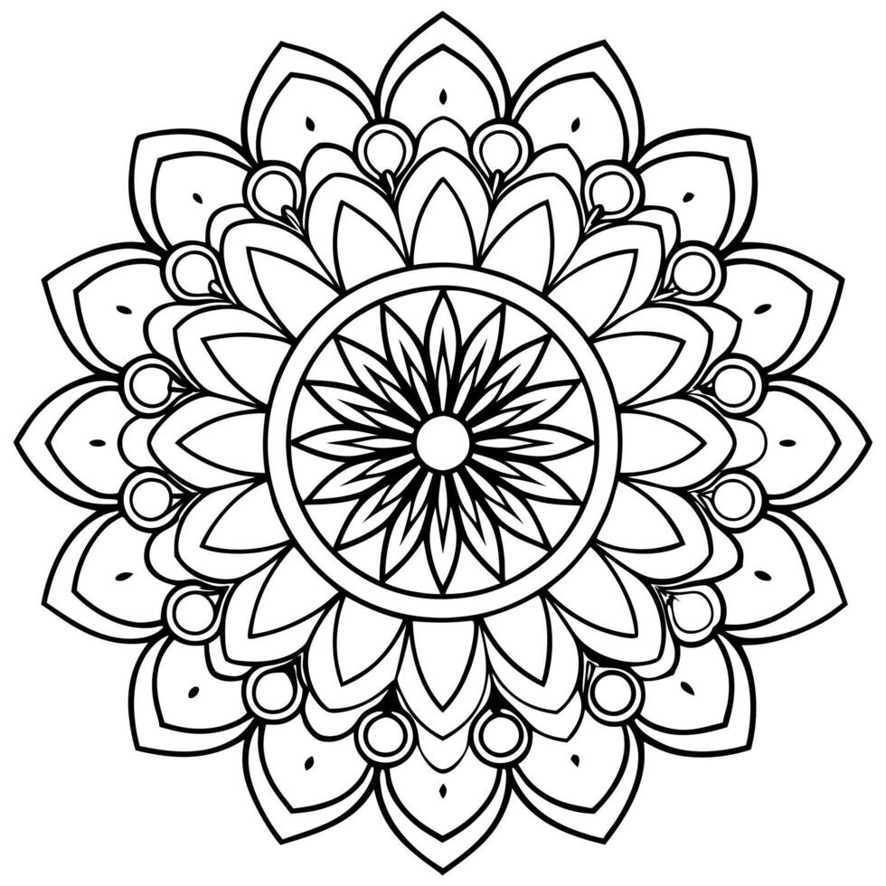 design a mandala with perfectly symmetrical, soft shapes like circles, waves, and petals the design vector