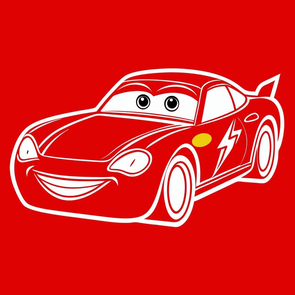 outline lightning mcqueen front, illustration line art vector