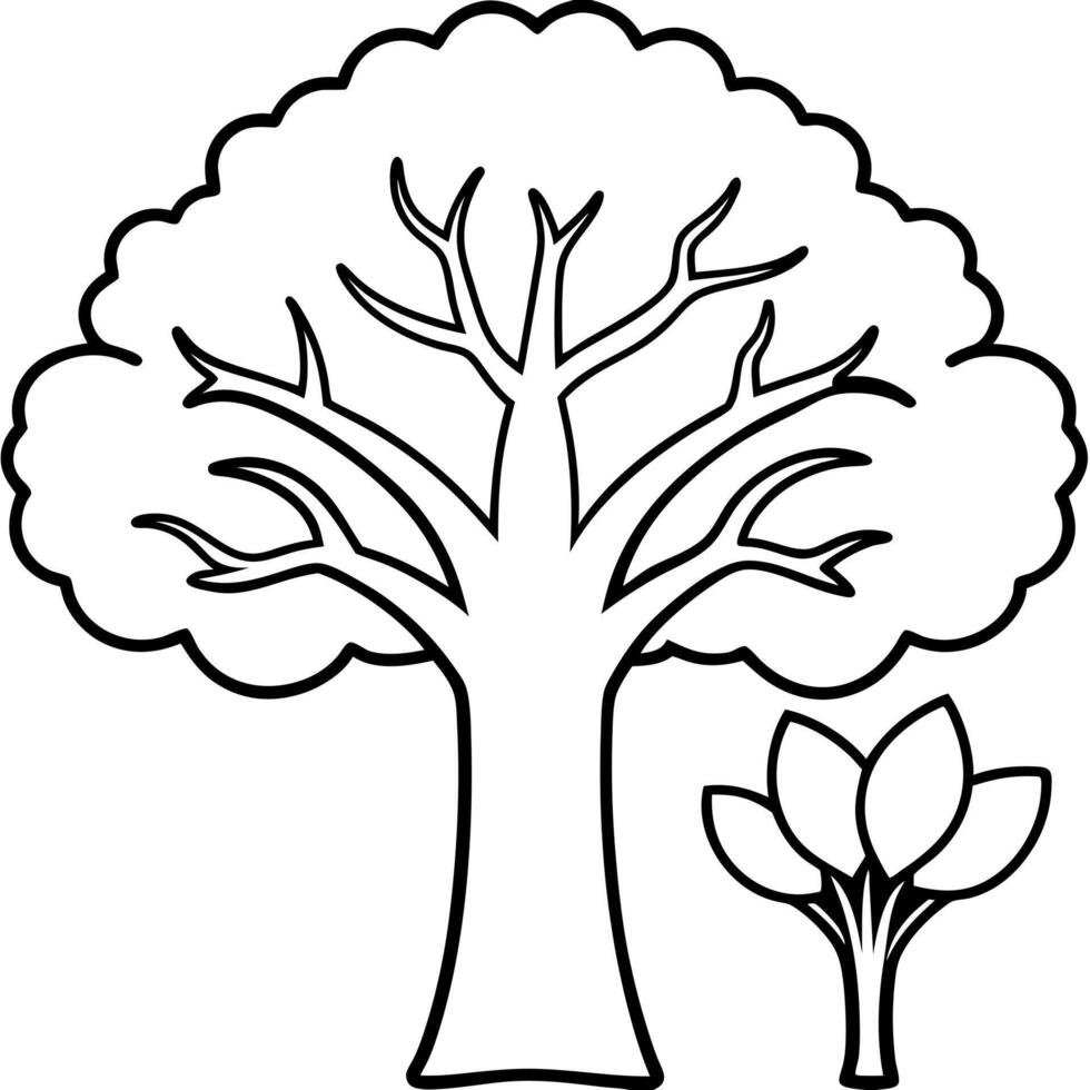 a striking line art of a maple tree with its distinctive leaf shapes, intertwined with the thick, vector