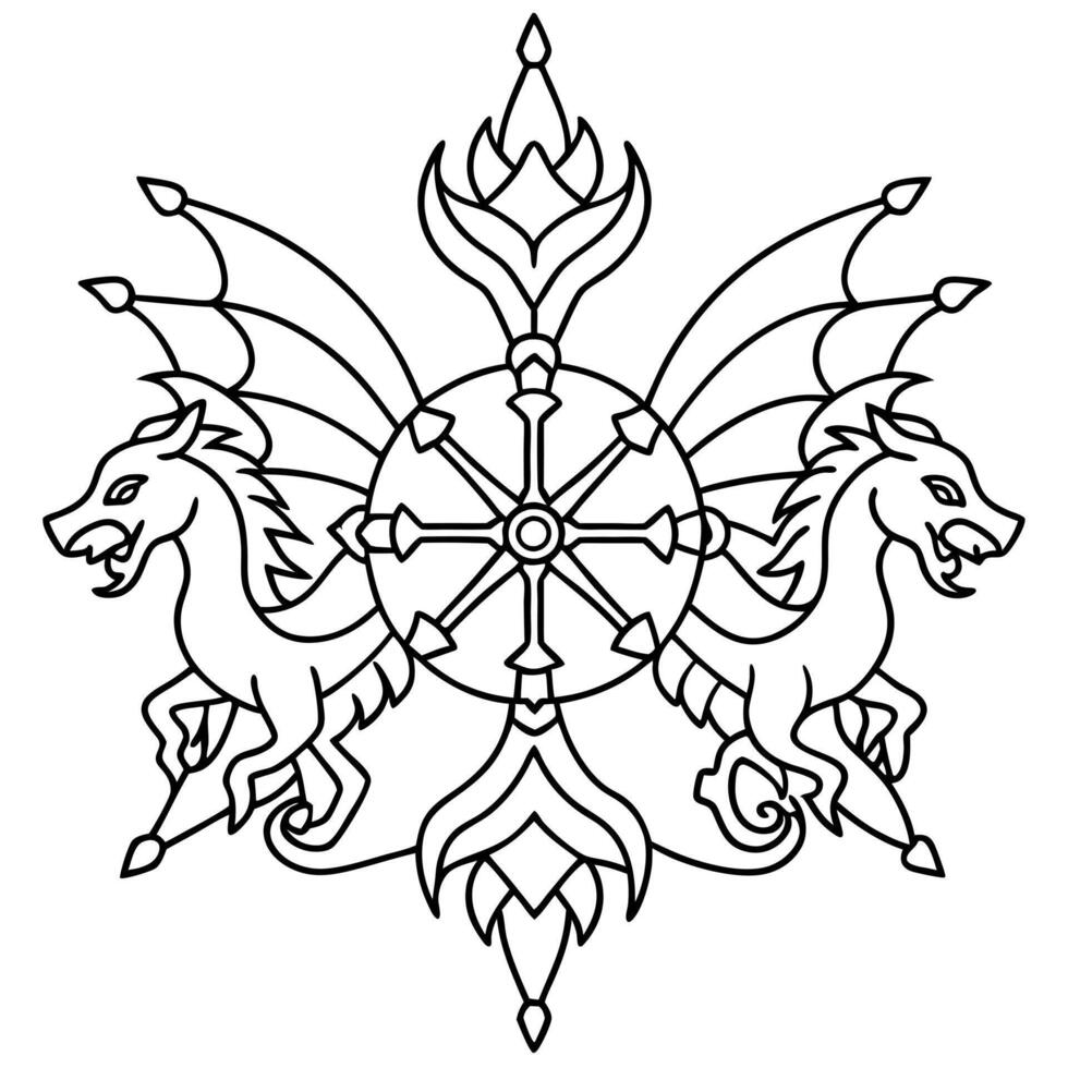 fantasy mandalas mandalas with mythical creatures like dragons, unicorns, or phoenixes, vector