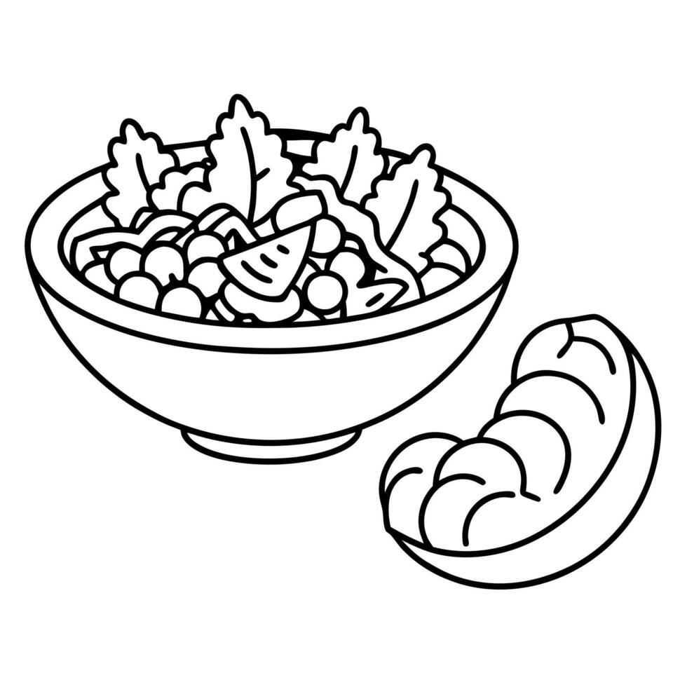 caesar salad with shrimp isolated on a white background sketch italian dishes illustration, vector