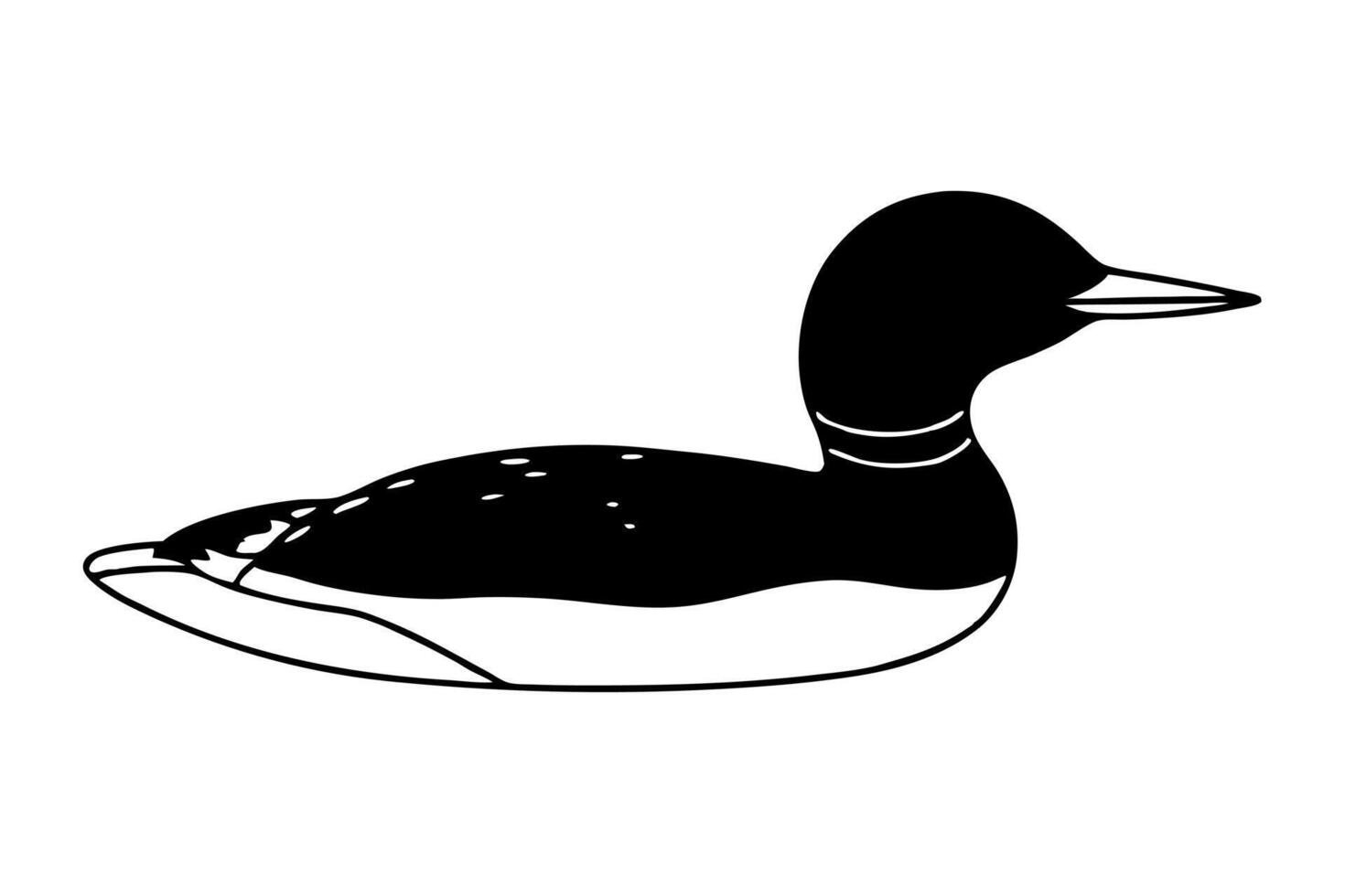 common loon icon on white background, illustration line art vector